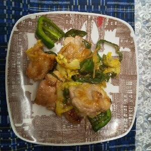 鶏むね肉と白菜とピーマンの生姜蒸し煮